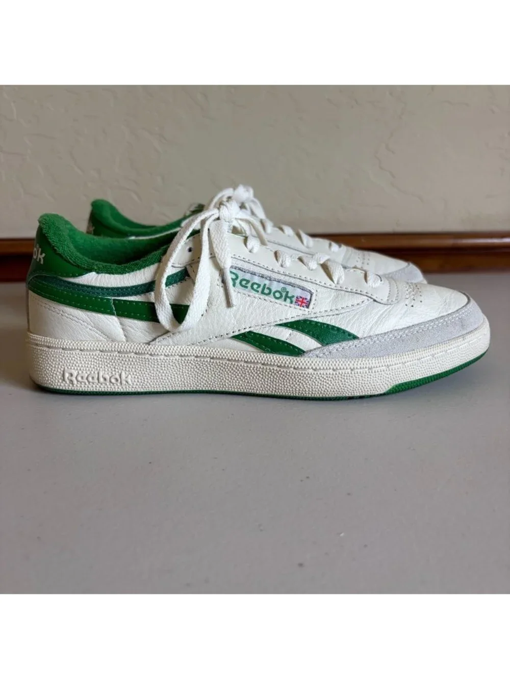 Reebok Club C Revenge Vintage Sneakers Men's US 8 Chalk Glen Green Side Stripes